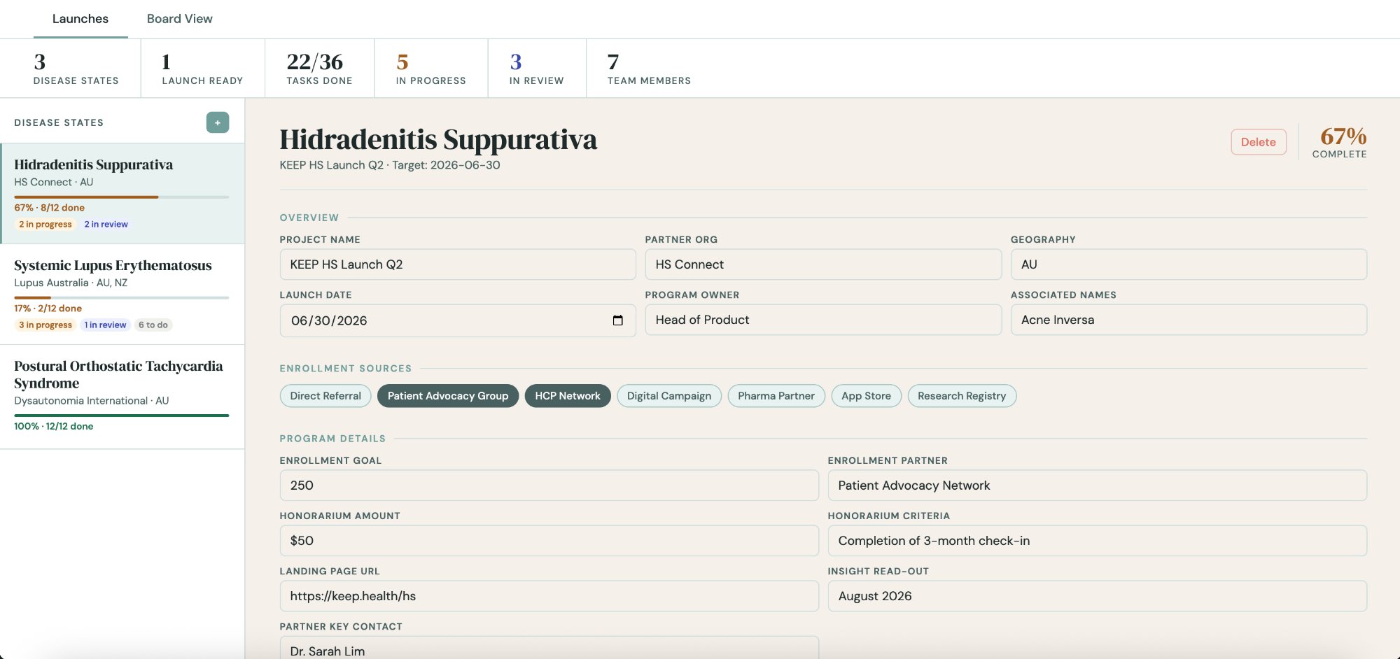 Deployment Tracker project view